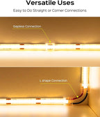 JACKYLED 8mm 2Pin FCOB COB LED Light Strip Connectors Kit, 16pcs Transparent Connectors & 5pcs 15cm Long 22AWG Extension Wires for Gapless Connection, FCOB 2 pin Single Color Strip Corner Connection