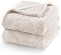 Exclusivo Mezcla Plush Fuzzy Fleece Bed Blanket Twin Size, Super Soft, Fluffy and Warm Blankets, Suitable for All Seasons (Beige, 90x66 Inches)
