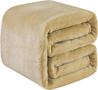 Fleece Blankets for All Season - Premium Lightweight Anti-Static Throw for Travel Size Bed Extra Soft Brush Fabric Warm Sofa Thermal Blanket 51" x 60"(Khaki)