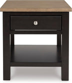 Signature Design by Ashley Drazmine Casual End Table with 1 Lower Shelf, Light Brown & Black