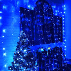 HEYFUNi Curtain Lights,304L 9.8ftX9.8ft 30V 8Modes Safety Window Lights with Memory for Home Wedding Christmas Party Patio Lawn Garden Bedroom Outdoor Indoor Wall Decorations (304LED, Blue) 1