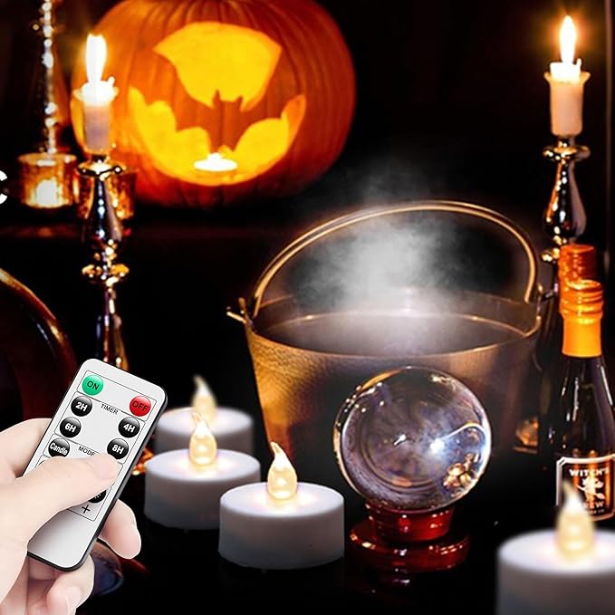Hanzim Tea Light Candles with Remote Control,Flickering Flameless LED Candle,Long Lasting 400+Hours,Battery Operated with Timer for Home Decoration Seasonal &Festival Celebration WarmWhite (5pcs)