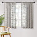 MYSKY HOME Grey Sheer Short Curtains with Pom Pom for Small Windows Bedroom Nursery Kids Girls Room Curtains Cafe Kitchen Light Filtering Boho Drapes, Rod Pocket,38 x 45 Inches, 2 Panels