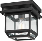 GLOBE Electric 44779 Sorrell 1-Light Outdoor Flush Mount Ceiling Light, Dark Bronze, Clear Glass Shade,Brown, Bulbs Not Included