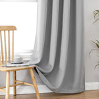 ChrisDowa 100% Blackout Curtains for Bedroom with Black Liner, 2 Thick Layers Total Blackout Thermal Insulated Grommet Window Curtains 84 Inch Long 2 Panels Set (Light Grey, 52 x 84 Inch)