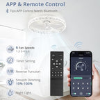 LEDIARY 20" Modern Ceiling Fans with Lights and Remote, Dimmable Low Profile Ceiling Fan, Flush Mount Ceiling Fan, Stepless Color Temperature Change and 6 Speeds - White
