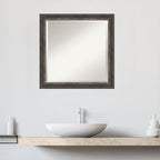 Amanti Art Brown Bathroom Mirror for Over Sink, 23x23 Bark Rustic Char Narrow Square Vanity Mirror, Medium Country Rustic Frame, Hangs Horizonally and Vertically, Bathroom Wall Decor, Beveled Edge