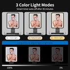 Lighted Shower Mirror Fogless for Shaving, Heated Fog Free Large 9.5*7inch 3 Color Modes Dimming Shower Shaving Mirror with Light, Rechargeable Anti-Fog Shower Mirror with Storage Tray & Razor Holders
