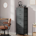 Somdot Tall Dresser for Bedroom with 6 Drawers, Storage Organizer Chest of Drawers with Removable Fabric Bins for Closet Bedside Living Room Laundry Entryway Hallway, Charcoal Grey