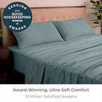 Mellanni King Sheets Set - 4 PC Iconic Collection Bedding - Hotel Luxury, Extra Soft, Cooling Bed Sheets - Wrinkle, Fade, Stain Resistant (King, Spa Blue)