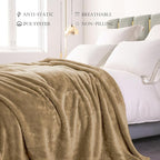 Exclusivo Mezcla Plush Fuzzy Fleece Bed Blanket Queen Size, Super Soft, Fluffy and Warm Blankets Suitable for All Seasons (Brown, 90x90 Inches)