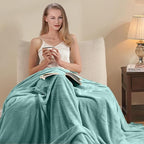Fleece Blankets for All Season - Premium Lightweight Anti-Static Throw for Travel Size Bed Extra Soft Brush Fabric Warm Sofa Thermal Blanket 51" x 60"(Sage Green)