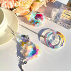 4 Pieces Crystal Ceiling Fan Pull Chain Decorative Rainbow Pull Chain Extension 20 Inch Ceiling Ornament with Ball Connector(Water Drop, Shell, Diamond, Ring)