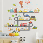 Jungle Animal Wall Stickers Forest Safari Wall Decals Kid Room Nursery Baby Bedroom Décor (Cartoon Animal Traffic)