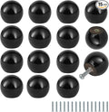 FoDau770 15pcs Black Wood Knobs, Round Ball Cabinet Knobs Vintage Drawer Pulls, Natural Wooden Cabinet Hardware for Furniture Drawer Dresser Wardrobe Cupboard - 1" Diameter