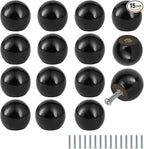 FoDau770 15pcs Black Wood Knobs, Round Ball Cabinet Knobs Vintage Drawer Pulls, Natural Wooden Cabinet Hardware for Furniture Drawer Dresser Wardrobe Cupboard - 1" Diameter
