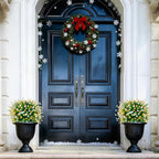 2 Pack 23'' Artificial Xmas Tree,Fake Boxwood Topiary Ball Trees with Spike Outdoor Christmas Decoration,Faux Shrubs Evergreen Blooming Plants Bushes for Urn Filler Porch Potted Entrance Driveway