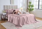 Pure Bamboo Queen Sheets, Genuine 100% Organic Viscose Derived from Bamboo Bed Sheet Set, Luxuriously Soft & Cooling, Double Stitching, Lifetime Quality Promise (Queen, Dusty Pink)