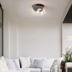 GLOBE Electric 44777 Aleyna 2-Light Outdoor Flush Mount Ceiling Light, Matte Black, Clear Glass Shade, Bulb Not Included