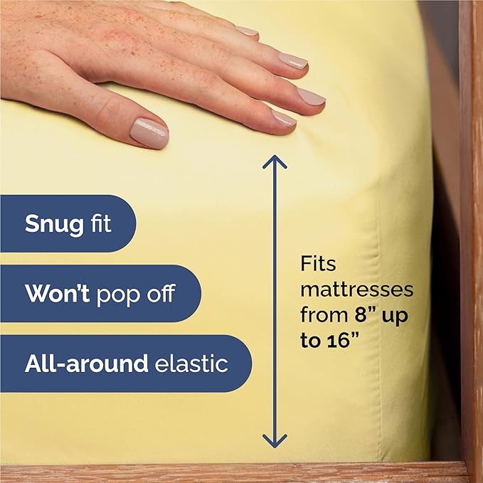 Split King 7 Piece Sheet Set - Comfy Breathable & Cooling - Ultra-Soft Hotel Luxury Bedding Set w/ 8-16 Inch Deep Pockets - 1 Flat & 2 Fitted Sheet & 4 Pillowcases - Wrinkle Free & Easy Care - Yellow