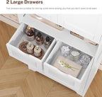 Iwell Tall Storage Cabinet with Adjustable Shelf & 2 Drawers, Kitchen Pantry Cabinet, Pantry Cabinets with 4 Doors, Tall Cabinets for Living Room, Kitchen, Bathroom, White