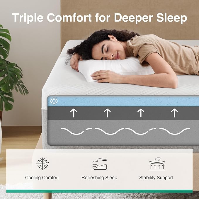 Novilla King Mattress, 10 Inch Gel Memory Foam King Size Mattress for Cool Night & Pressure Relief, Medium Plush Bed, Bliss