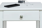 Casual Home Owl White Night Stand with USB Port , 17.5 in x 14.25 in x 24.5 in (W x L x H)