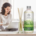 Lemongrass Reed Diffuser Refill, Natural Essential Lemongrass Oil 17 Fl Oz - Fresh & Long Lasting Fragrance - Reed Diffuser Oil Refill for Aromatherapy - Home - Office - Restaurant