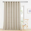 RYB HOME Sliding Door Curtains - Large Window Curtains for Living Room Dining Bedroom Decor, Linen Sheer Sunlight Glare Filter Privacy Backdrop, Beige, 100 inches Wide x 84 inches Long