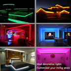 LED Rope Lights, 16.4ft Flat Flexible RGB Strip Light, Color Changing, Waterproof for Indoor Outdoor Use, Connectable Decorative Lighting, 8 Colors and Multiple Modes