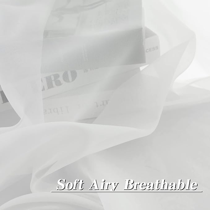 White Sheer Curtains 54 inches Long for Bedroom Top Rod Pocket Sheer Window Panels Curtains for Nursery Living Room 52 by 54 Inch Length Set of 2