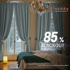 Lazzzy Velvet Blackout Curtains Thermal Insulated Room Window Drapes Super Soft Luxury Curtains for Living Room Bedroom Rod Pocket 2 Panels, Misty Blue, 52" W x 108" L
