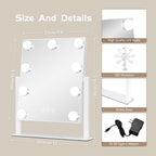 Vanity Mirror with Lights, Makeup Mirror with Lights,3 Color Lighting Modes Detachable 10X Magnification Mirror Touch Control,360°Rotation, White.