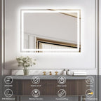 LED Bathroom Mirror with Lights 20x28 Inch, Stepless Dimmable Led Mirror for Bathroom Anti-Fog Memory Function Lighted Vanity Mirror Wall Mounted with Touch Button Horizontal/Vertical