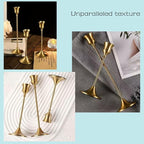 Candlestick Holders, Taper Candle Holders Set of 6, Vintage Candle Holder Decor for Table Centerpiece, Fireplace Mantel, Weddings & Housewarming (Brass Gold, 6 pcs)