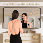 LOAAO 72X40 Inch Black Metal Framed Bathroom Mirror for Wall, Matte Black Bathroom Vanity Mirror Farmhouse, Large Rounded Rectangle Mirror, Anti-Rust, Tempered Glass, Hangs Horizontally or Vertically