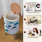 Small Trash Can with Lid Childish Seamless Whale Boat Clouds Waves Scandinavian Style Summer Garbage Bin Pet Proof Waste Basket for Kitchen Bathroom Office Bedroom Decorative 1.8 Gallon