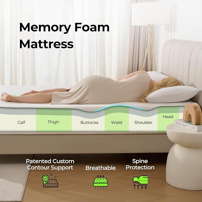 Rolanstar 6 Inch Queen Mattress Gel Memory for Cool Sleep & Pressure Relief, Medium Firm Feel, CertiPUR-US Certified, Mattress in a Box, White