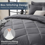 HEVUMYI 7 Pieces Queen Comforter Set, All Season Reversible Bed in a Bag, Ultra Soft Queen Bedding Set with Grey Comforter, Flat Sheet, Fitted Sheet, Pillowcases, Pillow Shams, Dark Grey