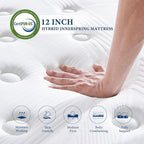 Coolvie Full Mattress 12 Inch Mattresses Full Size in A Box Hybrid Mattress Individual Pocket Springs Mattresses with Memory Foam Layer Provide Motion Isolation & Cool Sleep