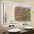 Lighted Vanity Mirror, 72x36 Inch Black Framed Gradient Front and Backlit Bathroom Mirrors for Vanity, 3 Colors Dimmable CRI>90, IP54 Enhanced Anti-Fog Wall Mounted LED Vanity Mirror