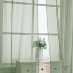 OVZME Sage Green Sheer Curtains 78 Inches Long 2 Panels - Soft Light Filtering Window Sheer Panels for Living Room/Bedroom, Top Dual Rod Pocket, 1 Pair, Each 42Wx78L Inches