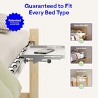 BedShelfie Bedside Shelf for Dorm Room Bunk Bed & Top Bunk, College Dorm Room Essentials, Bedside Caddy, Clip on Floating Tray, Bed Side Table Storage, Loft Nightstand Decor - Dorm Essential, White
