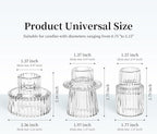 Taper Votive Candle Holder for Pillar Candles Tealight, Candlestick Holder for Wedding Christmas Tea Party, Boho Ribbed Vintage Crystal Glass Table Centerpiece Decor, Bulk Set of 6 (Clear)