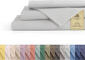 Linen Home 100% Cotton Percale Sheets Full Size, Silver, Deep Pocket, 4 Pieces Set - 1 Flat, 1 Deep Pocket Fitted Sheet and 2 Pillowcases, Crisp Cool and Strong Bed Linen