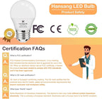 hansang E26 Appliance Light Bulb, 3000K Soft White, 60 Watt Equivalent Small Light Bulb, E26 LED Bulb for Ceiling Fan, A15 Light Bulb, 600lm 120V, CRI85+, Eye Protection, 120V, Non-Dimmable 6 Pack