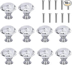 10 Pcs White Clear Crystal Glass Cabinet Knobs 30mm Diamond Shape Drawer Kitchen Cabinets Dresser Cupboard Wardrobe Pulls Handles