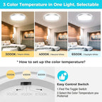 zemty 6Pack LED Ceiling Light Fixture, 6.5-Inch 12W 1200lm Small Flush Mount Light, Adjustable 3000K 4000K 6500K Color Temperatures, Round Flat Recessed Lamp for Kitchen Closet Hallway Laundry, Nickel
