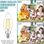 Cotanic Dimmable LED Candelabra Bulb with E12 Small Base, C35 Ceiling Fan Light Bulbs, 5000K, 4W, 60W Equivalent, 600LM, 12 Pack, Vintage Candle Lightbulb for Chandelier, Sconce, Porch Lights