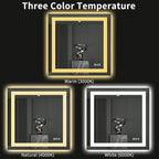 LOAAO 40"X38" LED Bathroom Mirror with Lights, Anti-Fog, Dimmable, Backlit + Front Lit, Lighted Bathroom Vanity Mirror for Wall, Memory Function, Tempered Glass, ETL Listed